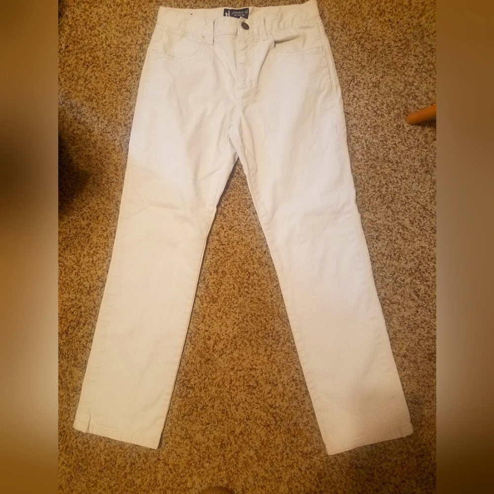 Johnnie-O Cream Straight-Leg Trousers Size 12